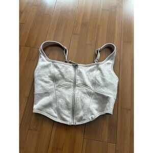 Savage X Fenty Beige Corset Top Zip Closure Adjustable Straps Size M